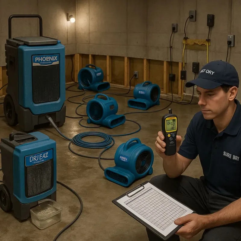 Structural Drying and Dehumidification process in Cannon Falls, MN